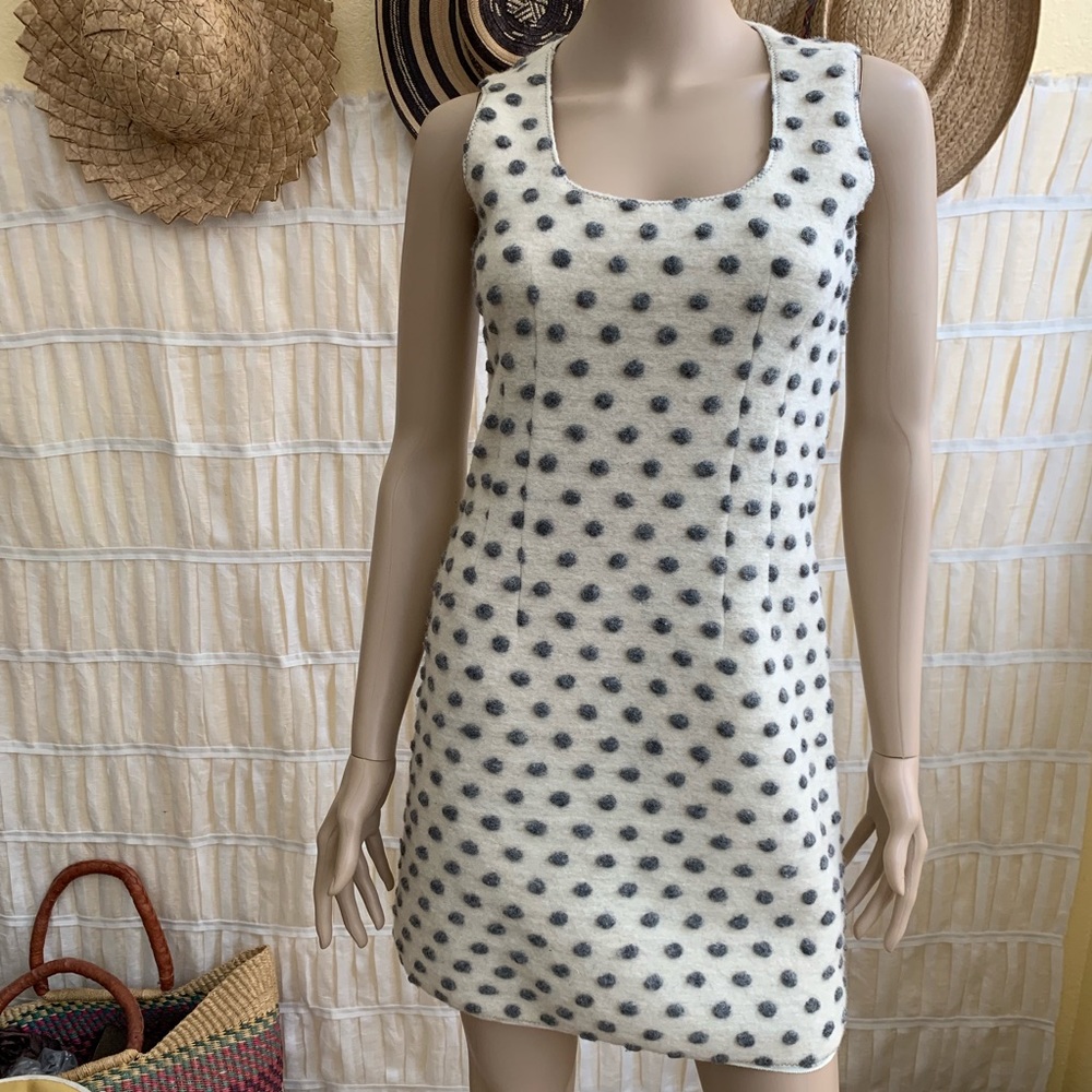 Calypso St. Barth Textured Dot Wool Shift Dress - image 1